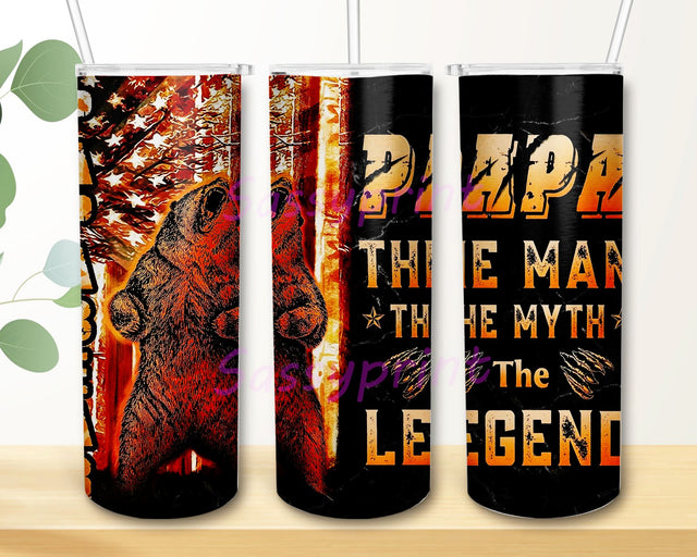 Papabear The Man The Myth The Legend Father's Day Tumbler PNG, Papabear 20 oz Skinny Sublimation, Father's Day Tumbler Design Straight and Tapered PNG Sublimation sassyprint 