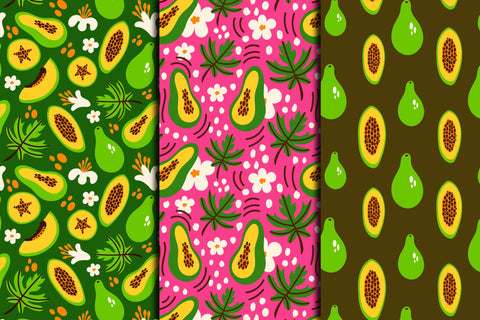 Papaya Seamless Patterns Digital Pattern Rin Green 