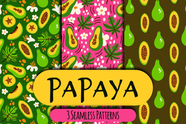 Papaya Seamless Patterns Digital Pattern Rin Green 