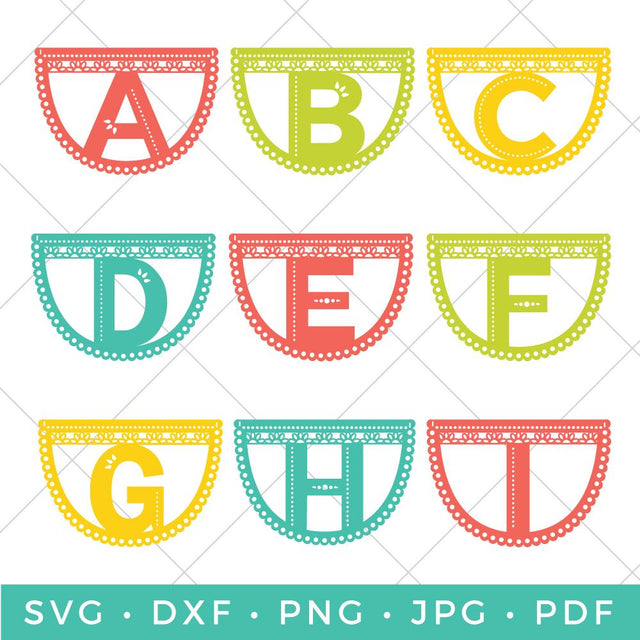 Papel Picado Letter Banner SVG Hey Let's Make Stuff