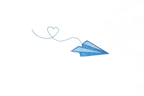 Paper Airplane with Heart Trail Applique Embroidery Embroidery/Applique Designed by Geeks 