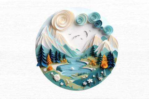 Paper Art Landscape Clipart Bundle Sublimation Regulrcrative 