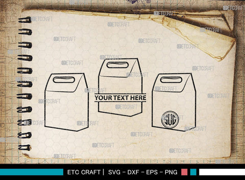 Paper Bag Monogram, Paper Bag Silhouette, Paper Bag SVG, Bag Svg, Hand Bag Svg, Shopping Bag Svg, SB00207 SVG ETC Craft 