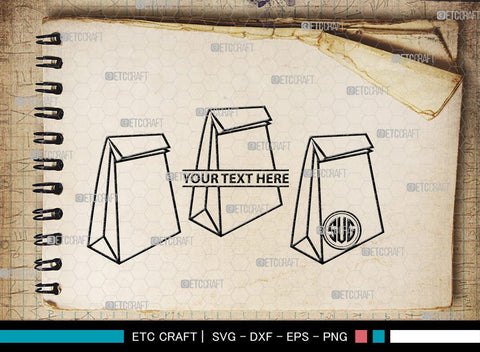 Paper Bag Monogram, Paper Bag Silhouette, Paper Bag SVG, Bag Svg, Hand Bag Svg, Shopping Bag Svg, SB00207 SVG ETC Craft 