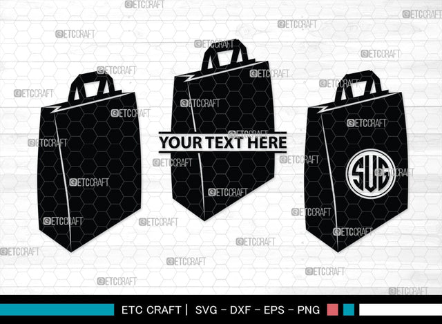 Paper Bag Monogram, Paper Bag Silhouette, Paper Bag SVG, Bag Svg, Hand Bag Svg, Shopping Bag Svg, SB00207 SVG ETC Craft 