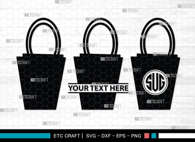 Paper Bag Monogram, Paper Bag Silhouette, Paper Bag SVG, Bag Svg, Hand Bag Svg, Shopping Bag Svg, SB00207 SVG ETC Craft 