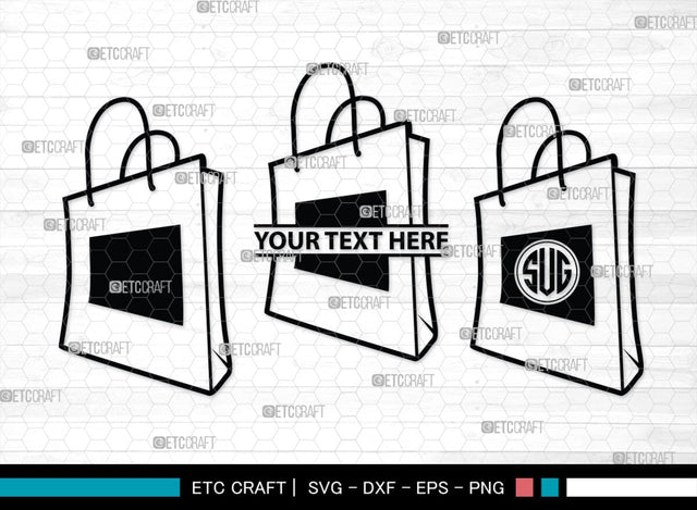 Paper Bag Monogram, Paper Bag Silhouette, Paper Bag SVG, Bag Svg, Hand Bag Svg, Shopping Bag Svg, SB00207 SVG ETC Craft 