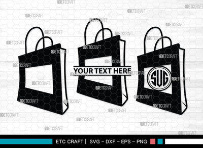 Paper Bag Monogram, Paper Bag Silhouette, Paper Bag SVG, Bag Svg, Hand Bag Svg, Shopping Bag Svg, SB00207 SVG ETC Craft 