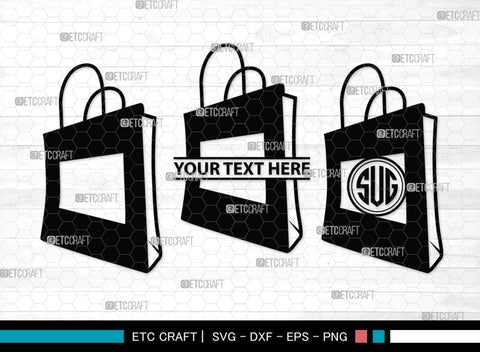 Paper Bag Monogram, Paper Bag Silhouette, Paper Bag SVG, Bag Svg, Hand Bag Svg, Shopping Bag Svg, SB00207 SVG ETC Craft 
