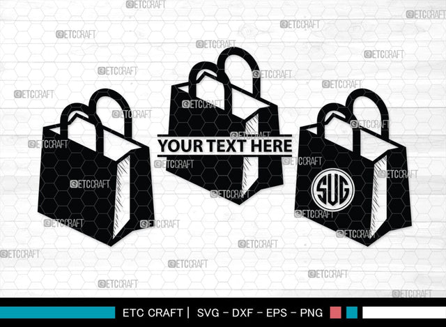 Paper Bag Monogram, Paper Bag Silhouette, Paper Bag SVG, Bag Svg, Hand Bag Svg, Shopping Bag Svg, SB00207 SVG ETC Craft 