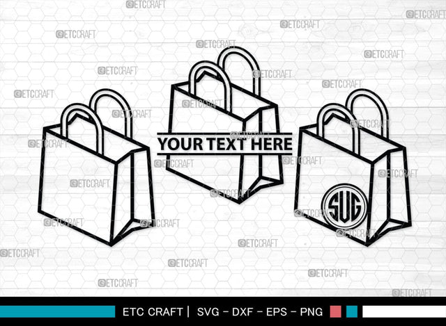 Paper Bag Monogram, Paper Bag Silhouette, Paper Bag SVG, Bag Svg, Hand Bag Svg, Shopping Bag Svg, SB00207 SVG ETC Craft 