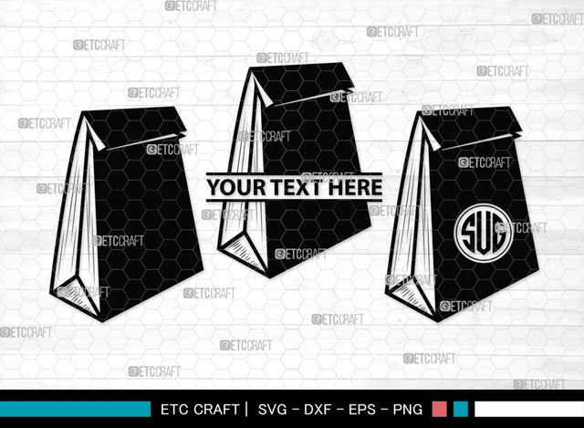 Paper Bag Monogram, Paper Bag Silhouette, Paper Bag SVG, Bag Svg, Hand Bag Svg, Shopping Bag Svg, SB00207 SVG ETC Craft 