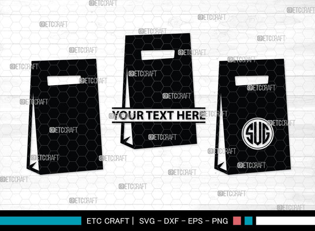 Paper Bag Monogram, Paper Bag Silhouette, Paper Bag SVG, Bag Svg, Hand Bag Svg, Shopping Bag Svg, SB00207 SVG ETC Craft 