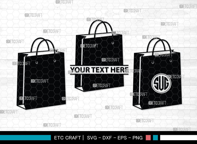 Paper Bag Monogram, Paper Bag Silhouette, Paper Bag SVG, Bag Svg, Hand Bag Svg, Shopping Bag Svg, SB00207 SVG ETC Craft 