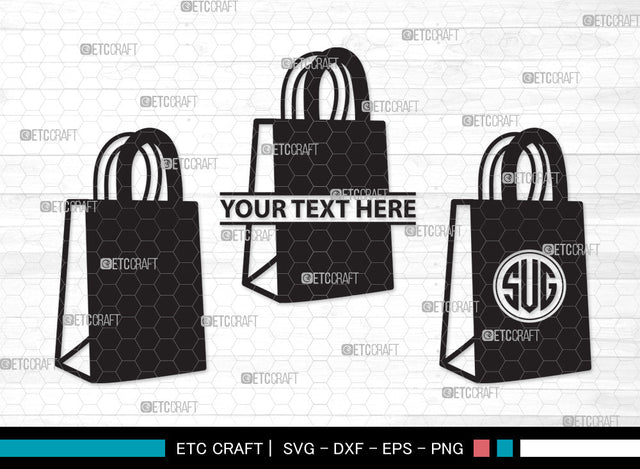 Paper Bag Monogram SVG, Paper Bag Svg, Bag Svg, Hand Bag Svg, Shopping Bag Svg, Brown Bag Svg, Bag Svg, Tote Bag Svg, Paper Bag Monogram SVG ETC Craft 