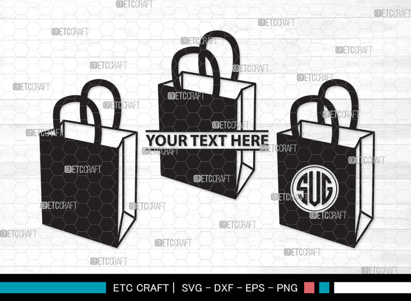 Paper Bag Monogram SVG, Paper Bag Svg, Bag Svg, Hand Bag Svg, Shopping Bag Svg, Brown Bag Svg, Bag Svg, Tote Bag Svg, Paper Bag Monogram SVG ETC Craft 