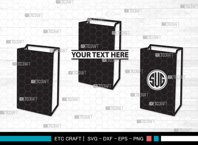 Paper Bag Monogram SVG, Paper Bag Svg, Bag Svg, Hand Bag Svg, Shopping Bag Svg, Brown Bag Svg, Bag Svg, Tote Bag Svg, Paper Bag Monogram SVG ETC Craft 