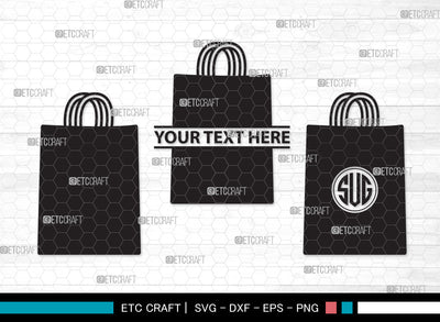 Paper Bag Monogram SVG, Paper Bag Svg, Bag Svg, Hand Bag Svg, Shopping Bag Svg, Brown Bag Svg, Bag Svg, Tote Bag Svg, Paper Bag Monogram SVG ETC Craft 