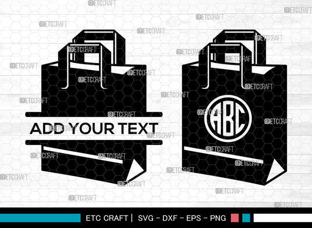 Paper Bag Monogram SVG, Paper Bag SVG, Split Monogram Svg, Paper Bag Icon Svg, Tote Bag Svg, Paper Bag Clipart Svg, Paper Bag SVG ETC Craft 