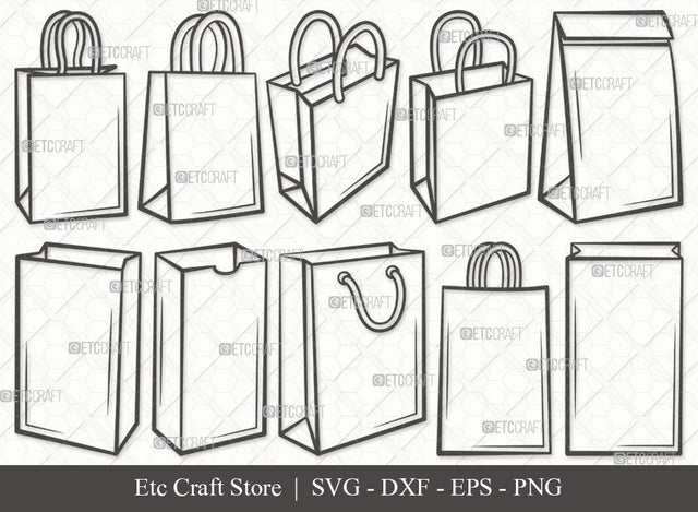 Paper Bag Outline SVG Cut File | Paper Bag Svg | Bag Svg | Hand Bag Svg | Shopping Bag Svg | Brown Bag Svg | Bag Svg | Tote Bag Svg | Paper Bag Svg Bundle SVG ETC Craft 