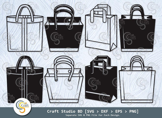 Paper Bag Silhouette, Paper Bag SVG, Shopping Bag Svg, Paper Bag Icon Svg, Tote Bag Svg, Paper Bag Clipart Svg, Paper Bag Bundle SVG ETC Craft 