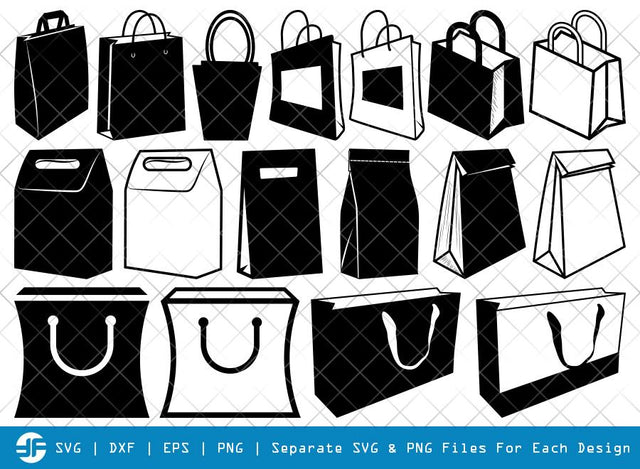 Paper Bag SVG Cut Files | Shopping Bag Silhouette Bundle SVG ETC Craft 
