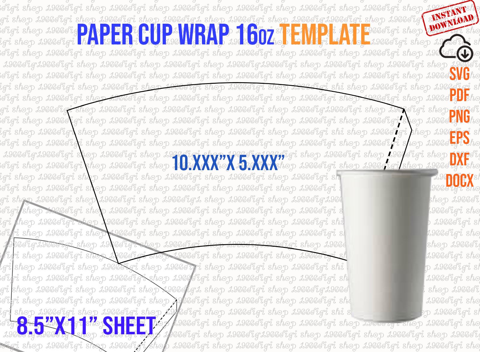16oz Colster Can Template Full Wrap SVG PNG