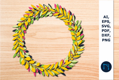 paper cut 3d leaf Wreath SVG for decor SVG MD JOYNAL ABDIN 