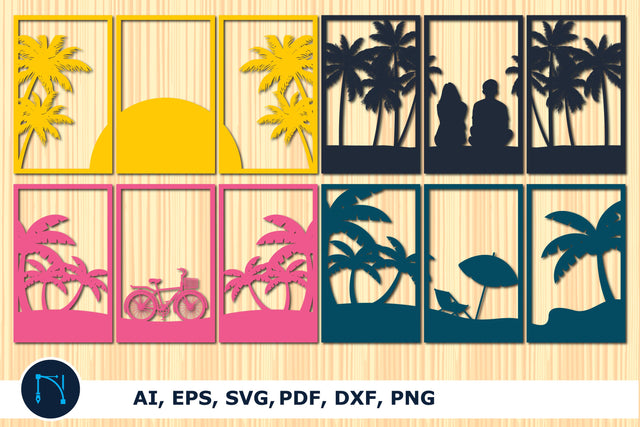 paper cut Beach's Sunset SVG bundle SVG MD JOYNAL ABDIN 