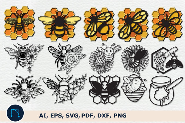 paper cut Bee SVG, Dxf Cut bundle SVG MD JOYNAL ABDIN 
