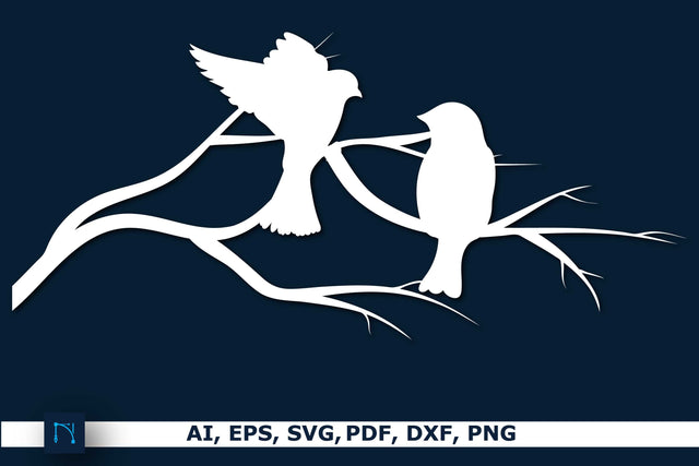 Paper cut Bird in tree Branch Decor SVG SVG MD JOYNAL ABDIN 