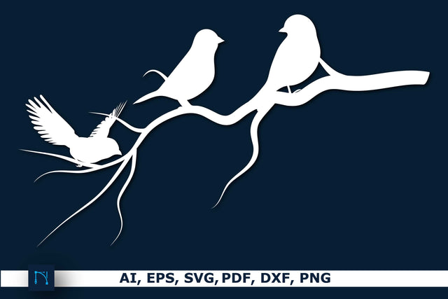 Paper cut Bird in tree Branch Decor SVG SVG MD JOYNAL ABDIN 