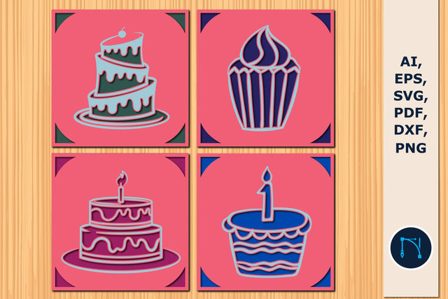 paper cut birthday cake card SVG bundle SVG MD JOYNAL ABDIN 