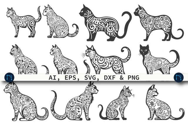 Paper Cut Cat Silhouette Mega Bundle SVG MD JOYNAL ABDIN 
