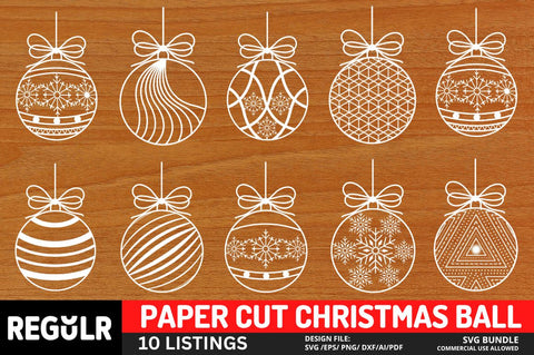 Paper Cut Christmas Ball SVG Bundle SVG Regulrcrative 