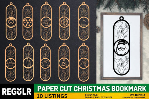 Paper Cut Christmas Bookmark Svg Bundle SVG Regulrcrative 