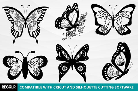 Paper Cut Christmas Butterfly SVG Bundle SVG Regulrcrative 
