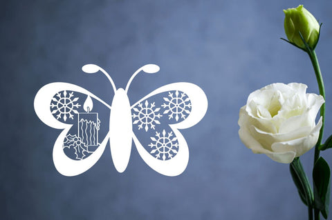 Paper Cut Christmas Butterfly SVG Bundle SVG Regulrcrative 