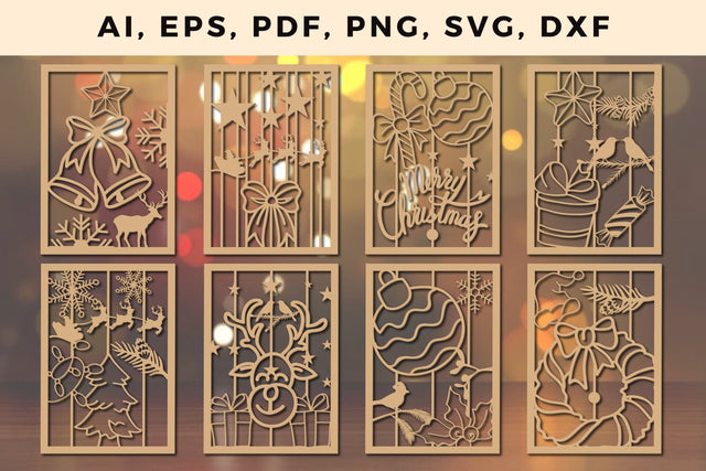 paper cut Christmas Card Svg Bundle, Laser Cut Files, SVG, 3D Designs, Mini Design Bundles SVG MD JOYNAL ABDIN 