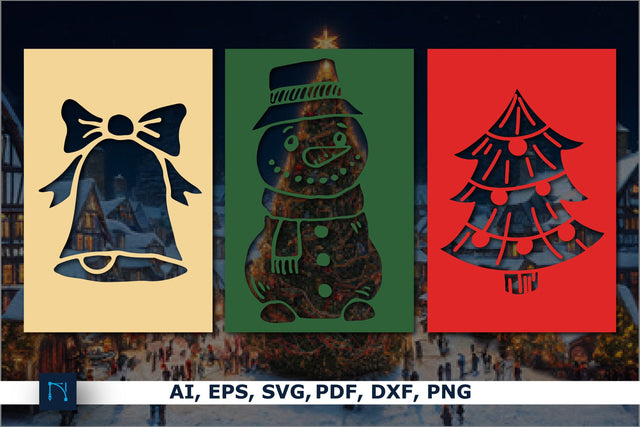 Paper cut Christmas card SVG bundle SVG MD JOYNAL ABDIN 