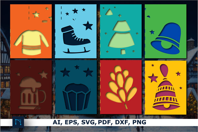 Paper cut Christmas card SVG bundle SVG MD JOYNAL ABDIN 