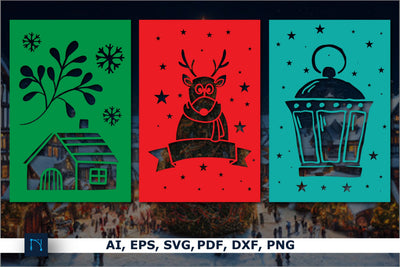 Paper cut Christmas card SVG bundle SVG MD JOYNAL ABDIN 