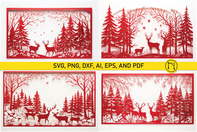 Paper Cut Christmas Card SVG Bundle SVG MD JOYNAL ABDIN 