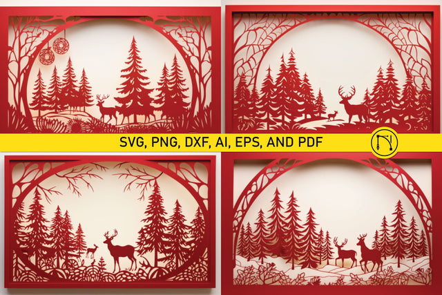 Paper Cut Christmas Card SVG Bundle SVG MD JOYNAL ABDIN 