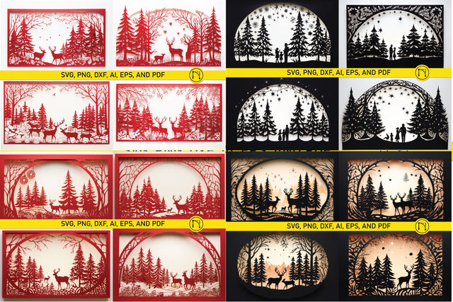 Paper Cut Christmas Card SVG Bundle SVG MD JOYNAL ABDIN 