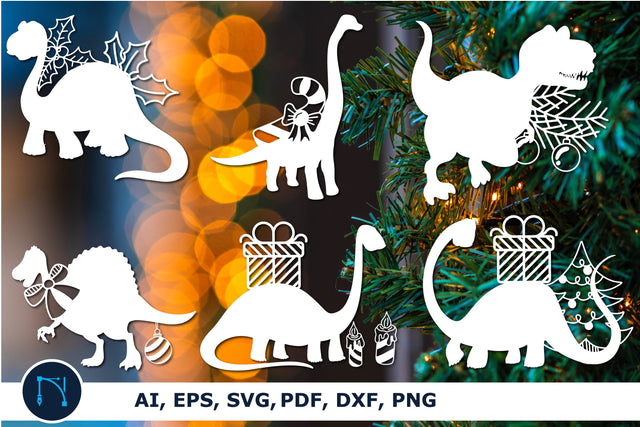paper cut Christmas dinosaur SVG bundle SVG MD JOYNAL ABDIN 