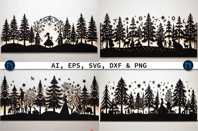 Paper Cut Christmas Forest Scene SVG Bundle SVG MD JOYNAL ABDIN 