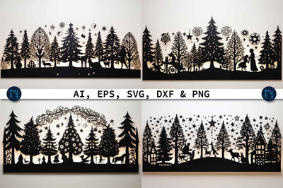 Paper Cut Christmas Forest Scene SVG Bundle SVG MD JOYNAL ABDIN 