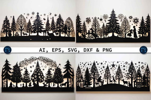 Paper Cut Christmas Forest Scene SVG Bundle SVG MD JOYNAL ABDIN 