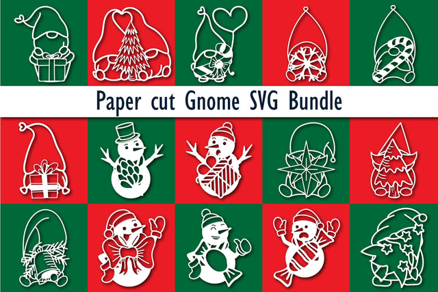 Paper cut Christmas Gnome SVG Bundle SVG MD JOYNAL ABDIN 